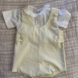 Vintage yellow Baby Romper with White Shirt newborn
